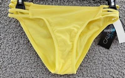 California Waves Strappy Side Hipster Bikini Bottoms Juniors Xs Lemon