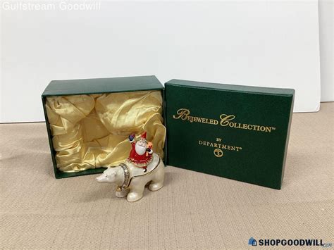 Iop Department Bejeweled Collection Santa On Polar Bear Jeweled