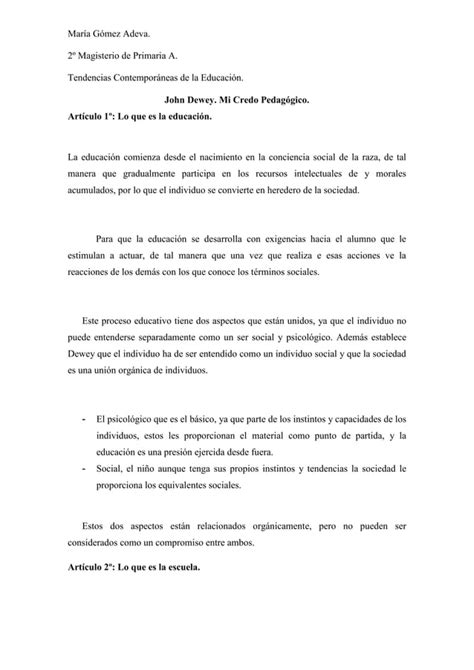 John Dewey Mi Credo Pedag Gico Pdf Descarga Gratuita