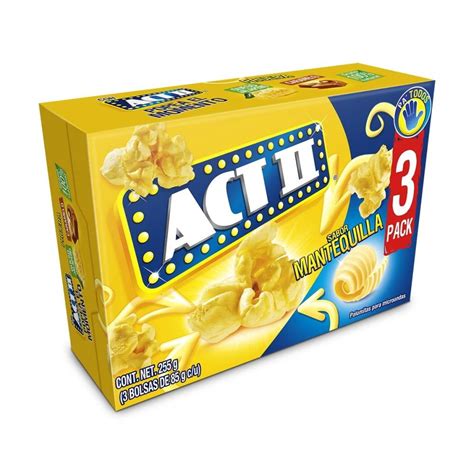 Palomitas Para Microondas ACT II Sabor Mantequilla Extra 3 Pack De 85 G