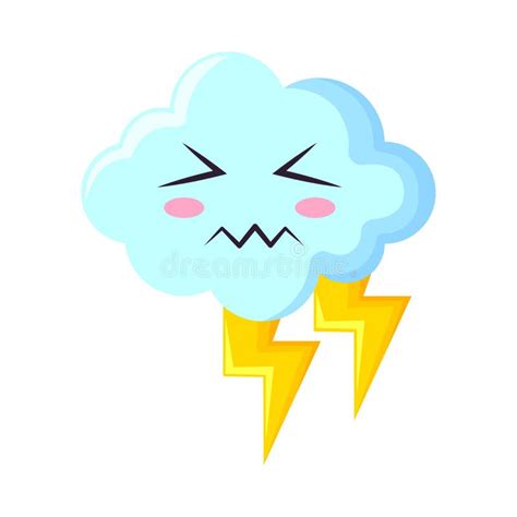 Kawaii Storm Cloud Stock Vector Illustration Of Beautiful