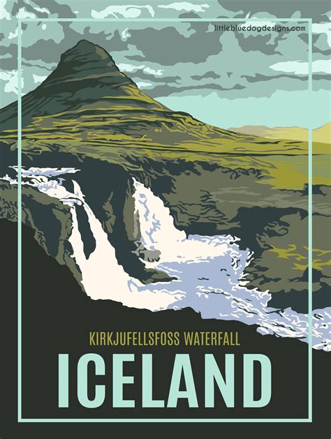 Iceland Vintage Travel Poster