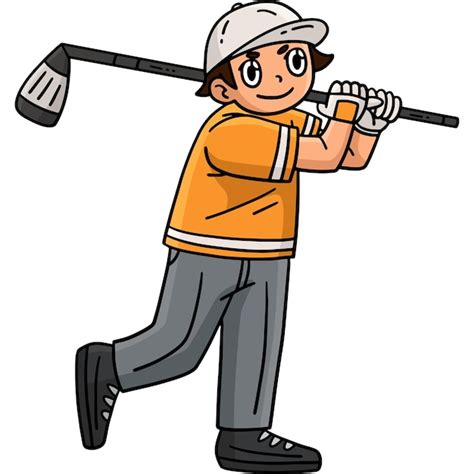 Premium Vector Golf Golfer Hitting A Ball Cartoon Colored Clipart