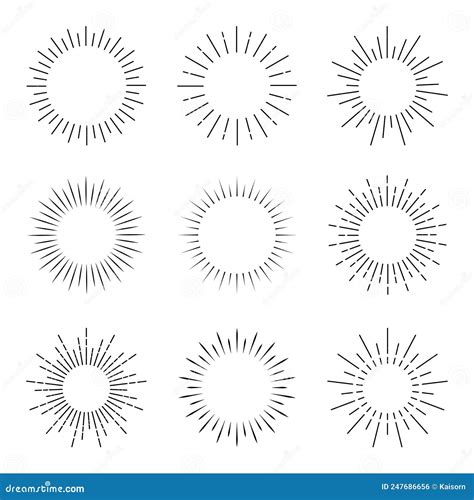 Set Of Sun Rays Starburst Background Sunburst Icons Set For Summer