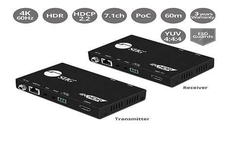 Amazon SIIG HDBaseT HDMI Extender 4K 60Hz HDR Over Single Cat5e 6