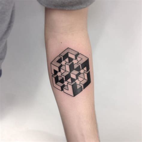 Impossible geometric figure tattoo - Tattoogrid.net