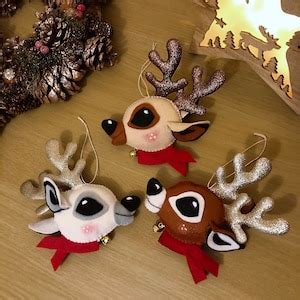 Felt Reindeer Christmas Ornaments, Felt Reindeer Decoration, Felt ...