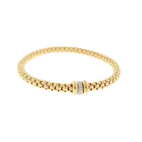 Fope 18k Yellow Gold Flex It Solo Diamond Fashion Bracelet Little