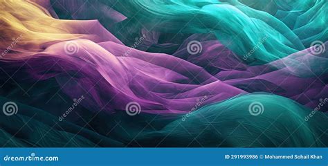 Abstract Art Of Deep Cyan And Purple Dense Liquid Smoke On Backdrop