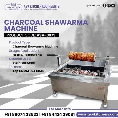 Stainless Steel Charcoal Shawarma Machine For Restaurant At In