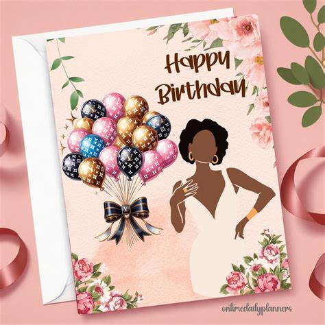 Printable Birthday Card With Balloons African American Woman Birthday