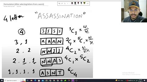 Combinatorics 7 Permutation After Selecting Letters From A Word