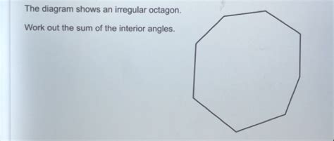 Solved: The diagram shows an irregular octagon.. Work out the sum of ...