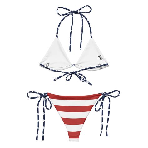 Patriotic Bikini USA Flag Swimwear Women S Beach Set Strappy Bathing Suit American Flag