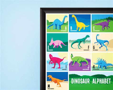 Dinosaur Alphabet Poster DIGITAL DOWNLOAD Nursery Room Home Decor Dino ...