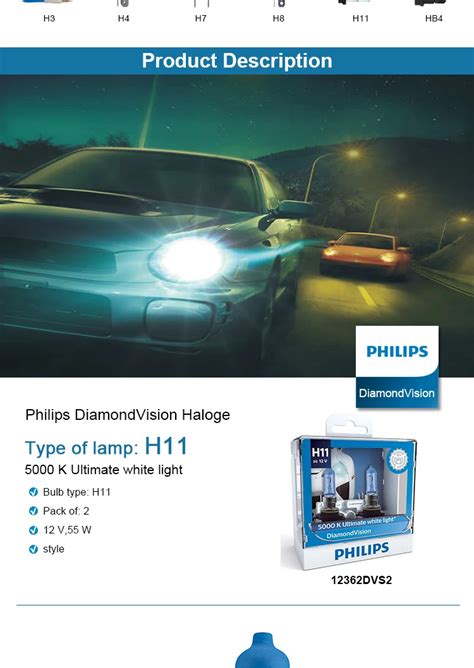 Philips H V W Diamond Vision K Xenon White Car Halogen