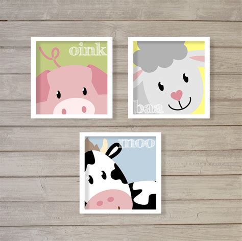 Farm Animals Sounds Nursery Printable Wall Art 8x8 Instant Download ...