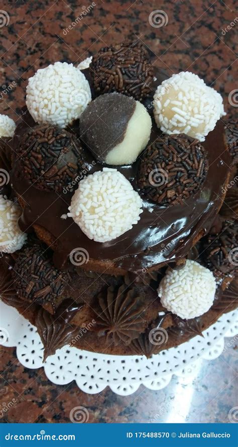 Naked Cake Chocolate Topping Stock Photo Image Of Snack Dessert