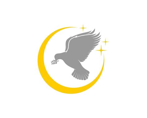 Flying dove on the crescent moon logo 8828470 Vector Art at Vecteezy