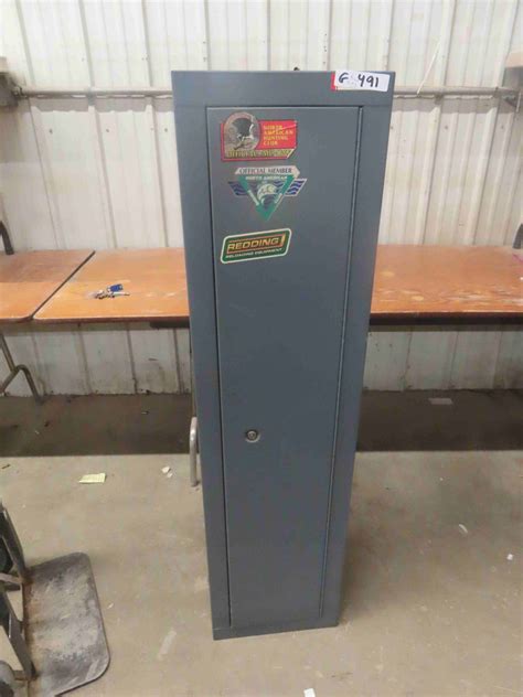 Locking Metal Gun Cabinet with Key 10" x 14" x 55" - McSherry Auction