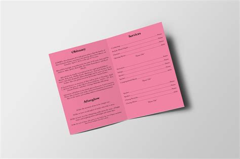 Blush Roses Funeral Program Template Quickfuneral Llc