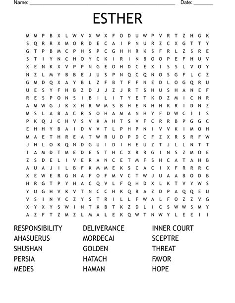 Esther Word Search Wordmint