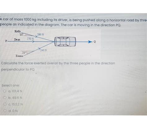 SOLVED A Car Of Mass 1000 Kg Including Its Driver Is Being Pushed