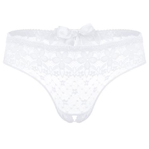 Iiniim Homme String Dentelle Sexy Slip Taille Basse Culotte Ouvert Thong Jockstrap Gay Fesse Nu
