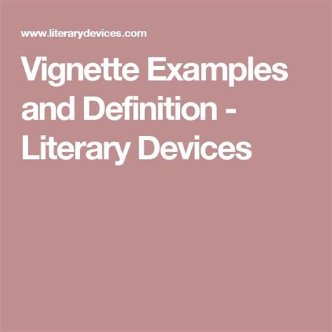 Vignette Examples and Definition - Literary Devices | Literary devices, Vignettes, Rhetoric