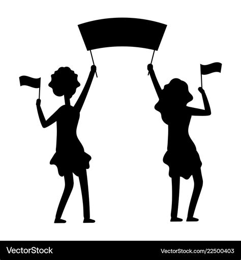 Female Demonstrations Silhouette Protest Parade Vector Image