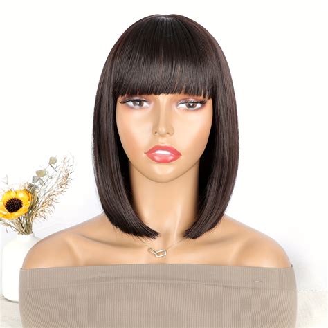 Short Bob Straight Black Wigs Women Wigs Bangs Heat Temu Portugal