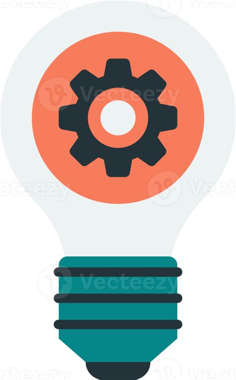 Light Bulbs And Cogs Illustration In Minimal Style 13399437 Png