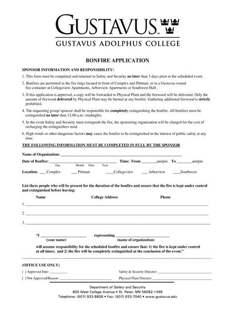 Fillable Online Gustavus Bonfire Application Gustavus Fax Email Print