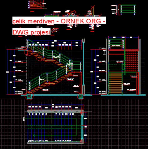 Proje Sitesi çelik merdiven Autocad Projesi