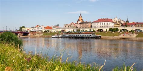 Gorzów Wielkopolski Town City Panorama at River Warta in Poland