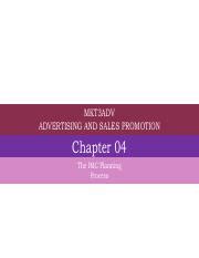 MKT3ADV Chapter 04 Lecture Pdf MKT3ADV ADVERTISING AND SALES