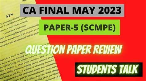 CA Final SCMPE Paper Review Analysis CA FINAL SCMPE May 2023 CA