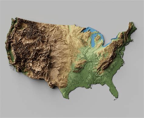 Exaggerated Relief Map Of The Lower 48 Geographygeek