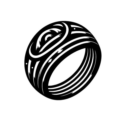 Intricate Black And White Ring With Geometric Patterns And Parallel