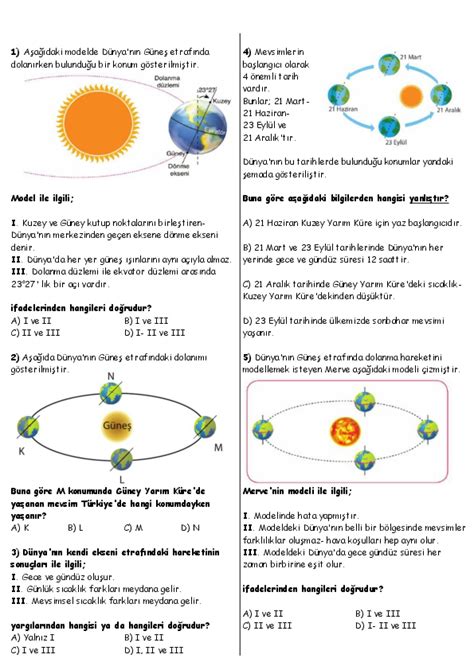 8 Sınıf Fen Bilimleri 8 Sınıf 1 Ünite Test 1 Yaprak Test Derslig