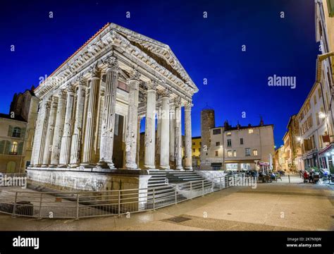 Well Preserved Ancient Roman Temple Of Augustus And Livia In Vienne