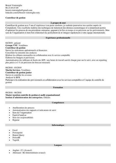 Exemple De Cv Contr Leur De Gestion Junior Confirm