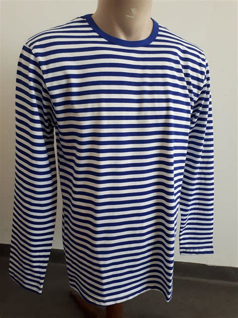 Marine Navy Striped Long Sleeve Nautical T SHIRT Sailor Etsy