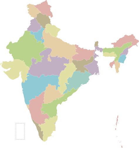 Vector Blanco Mapa De India Con Estados Y Territorios Y Administrativo