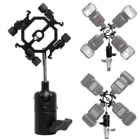 Mekingstudio 4 Way Hot Shoe Mount Light Stand Mount Flash Bracket With Umbrella Holder For Canon
