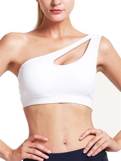 Dodoing Single Shoulder Sport Bras For Women Asymmetrical Shoulder