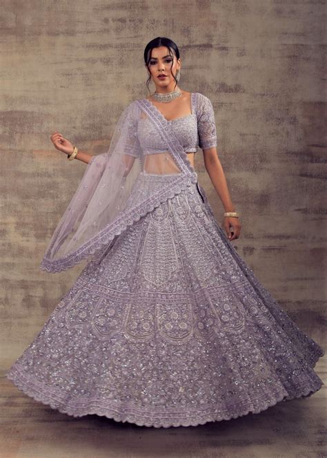 Lilac Color Monotone Wedding Lehenga Friya Panache Haute Couture