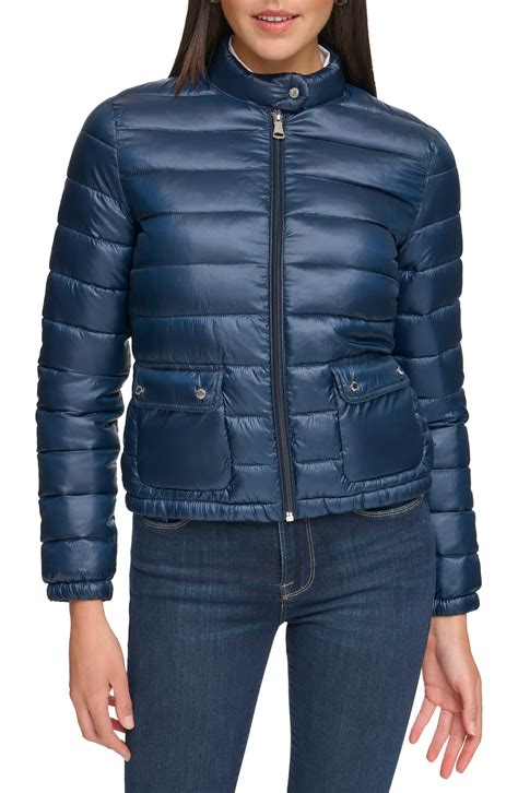 Calvin Klein Moto Puffer Jacket In Blue Lyst