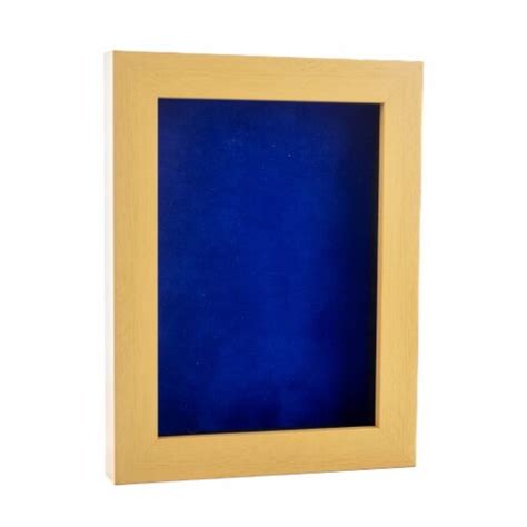 Classic Natural Wood Shadow Box Frame Royal Blue Suede Backing 30 Sizes Acrylic 20x20 20x20