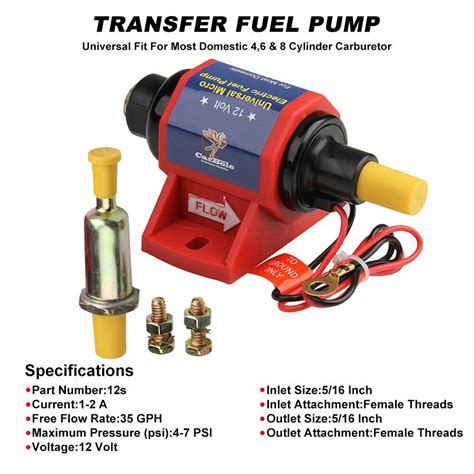 Universal Electric Fuel Pump Carburetor 12v Applications 35 Gph